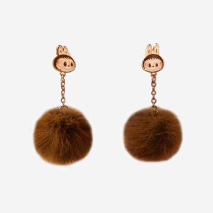LABUBU Pompom Brauner Ohrring